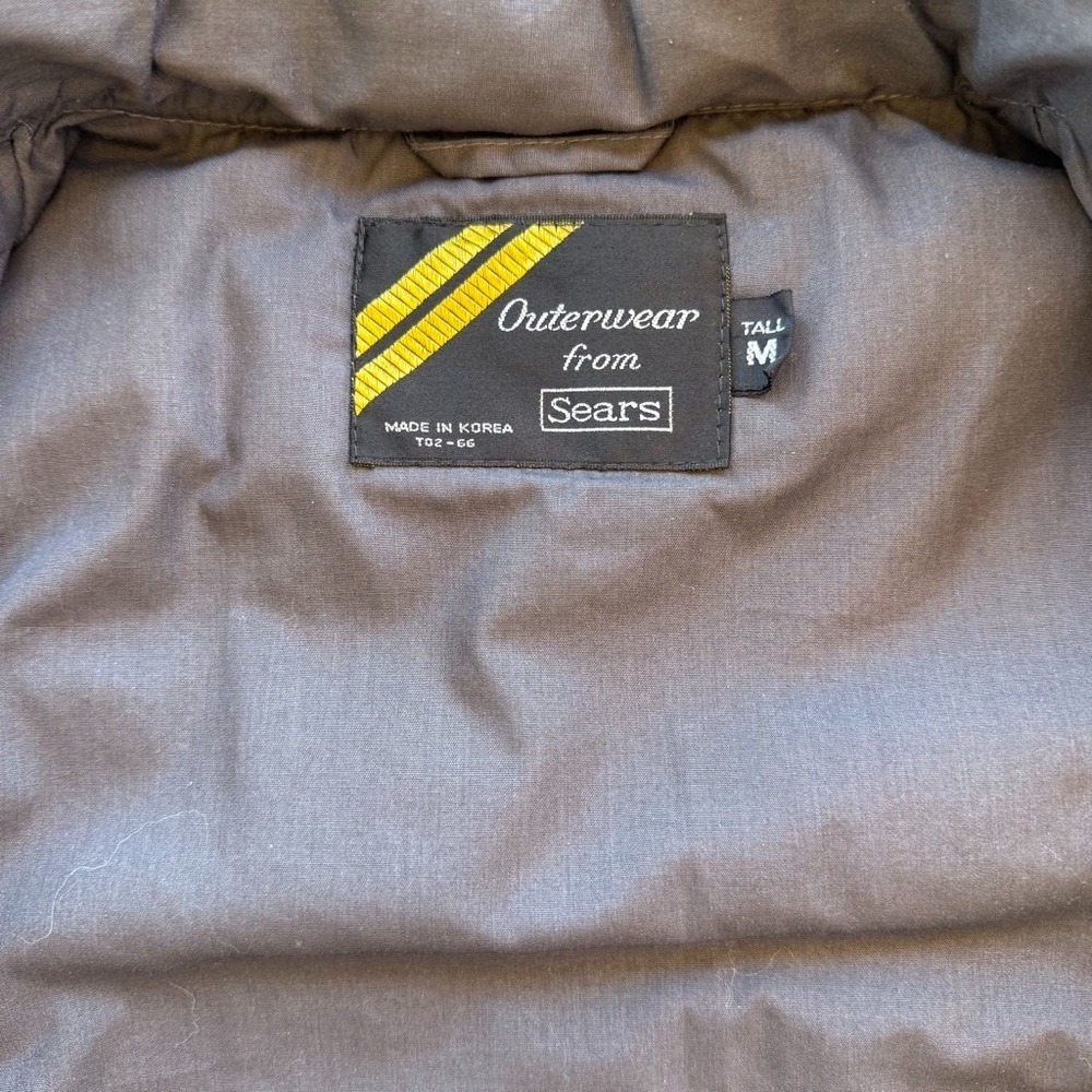 Vintage Sears Outerwear Bomber Jacket Mens M Gray Puffer Coat 80s Utility Zip - Picture 4 of 7